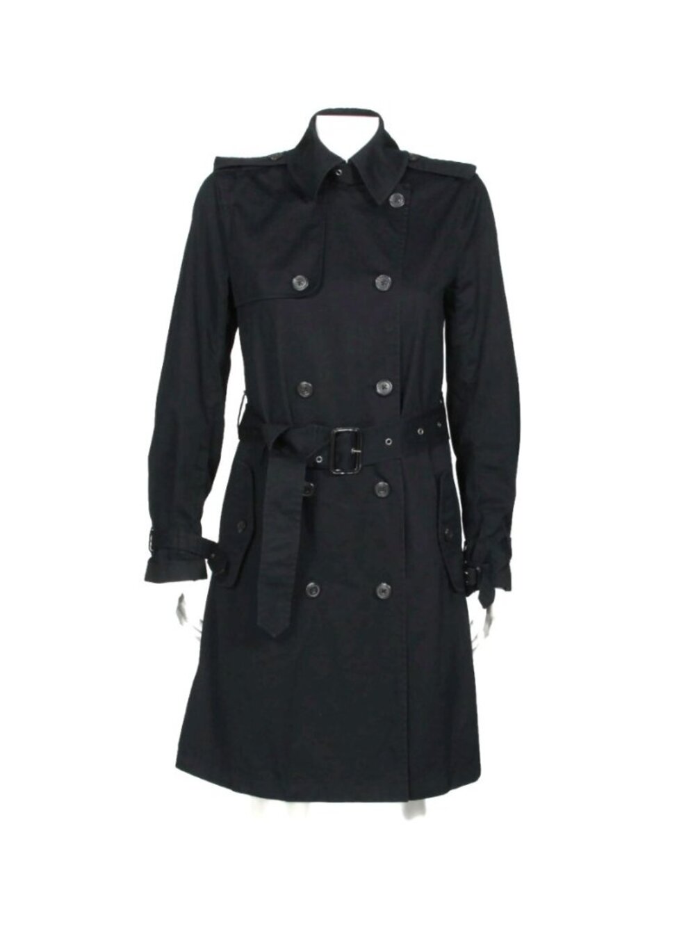 RUGBY Ralph Lauren Black  Trench Coat Double Breasted Belted Jacket size S /964